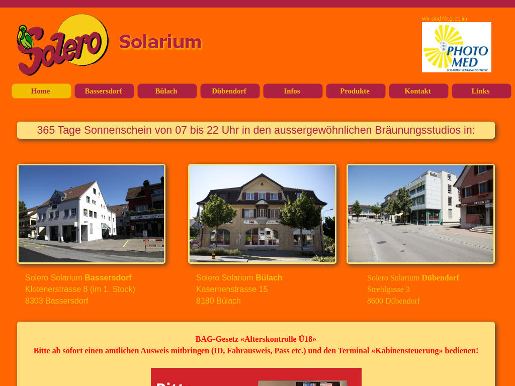 Website von Solarium Solero in Winkel