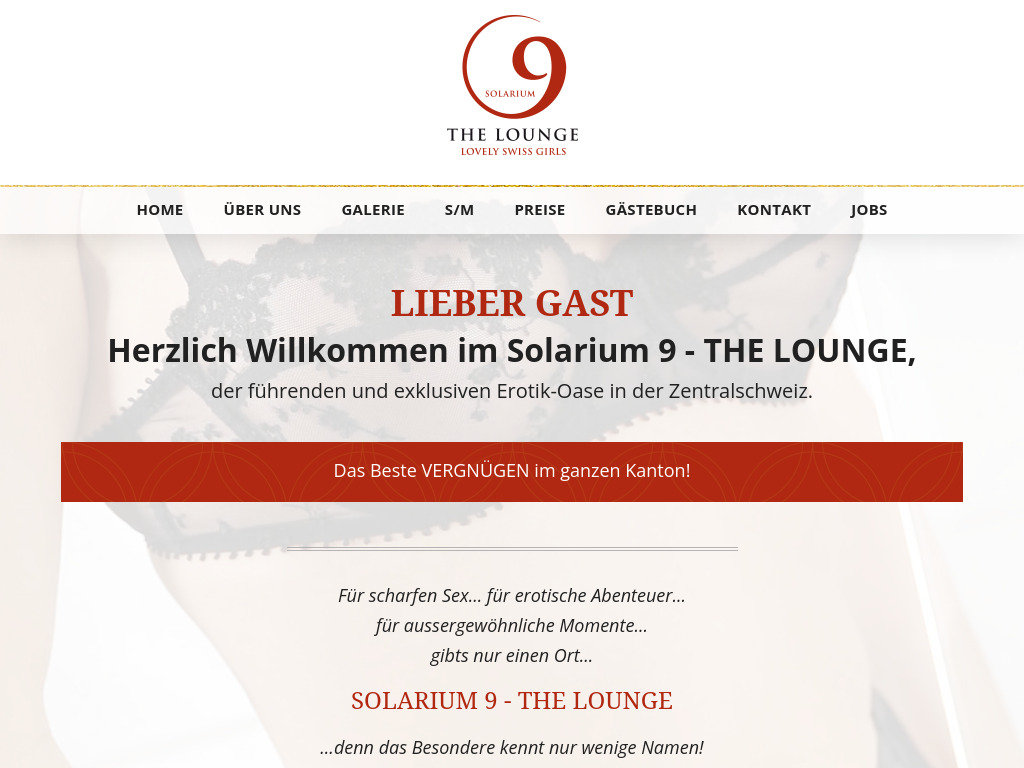 Website von Solarium 9 - THE LOUNGE in Luzern