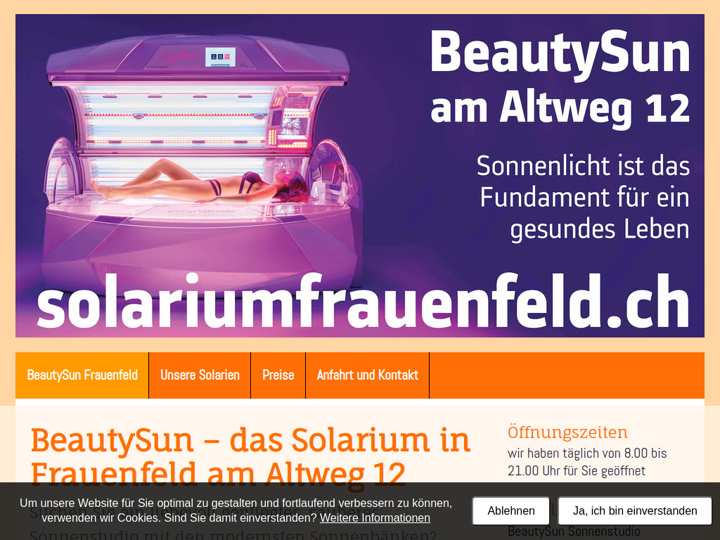 Website von BeautySun in Frauenfeld