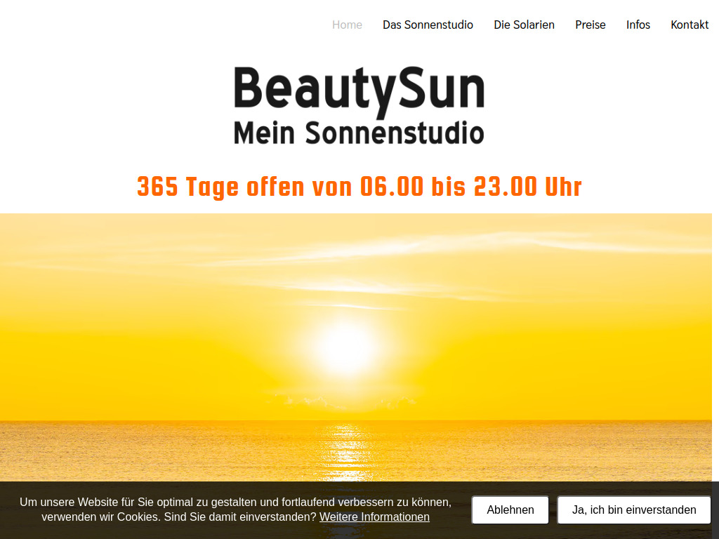 Website von BeautySun Mein Sonnenstudio in Kreuzlingen