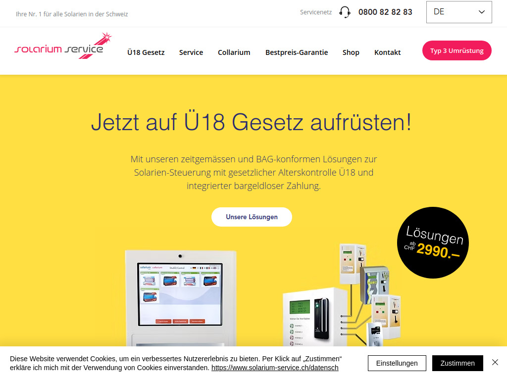 Website von Solarium Service AG in Knonau