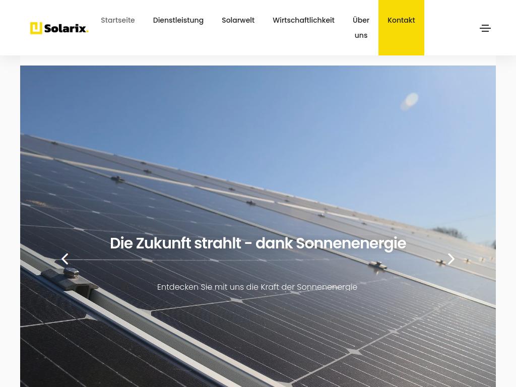 Website von Solarix GmbH