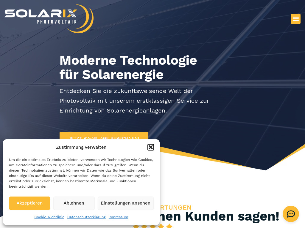 Website von Solarix GmbH in Kupferzell