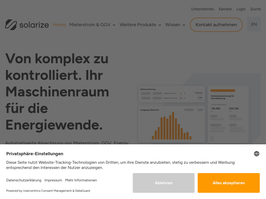 Website von Solarize Energy Solutions GmbH in Stuttgart