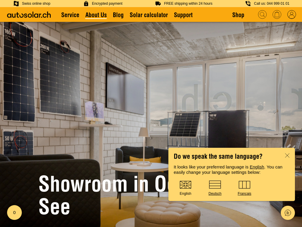 Website von Showroom powered by autosolar.ch in Oetwil am See