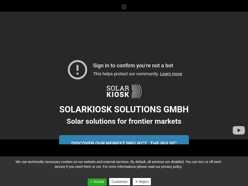 Website von Solarkiosk Solutions GmbH in Berlin