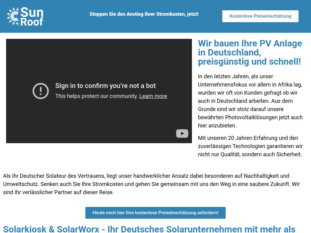 Website von Solarkiosk Solutions GmbH in Berlin