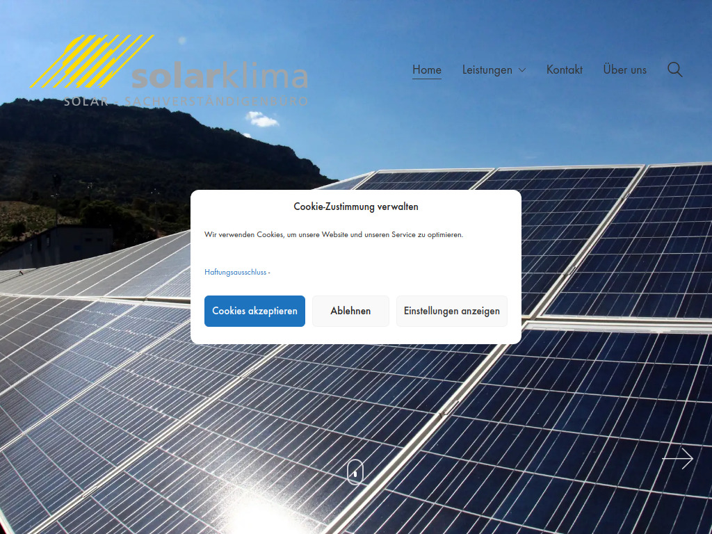 Website von solarklima e. K. in Waldkraiburg