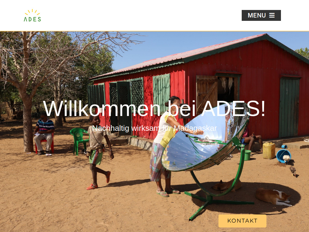 Website von ADES Association pour le Développement de l'Energie Solaire Suisse-Madagascar in Mettmenstetten