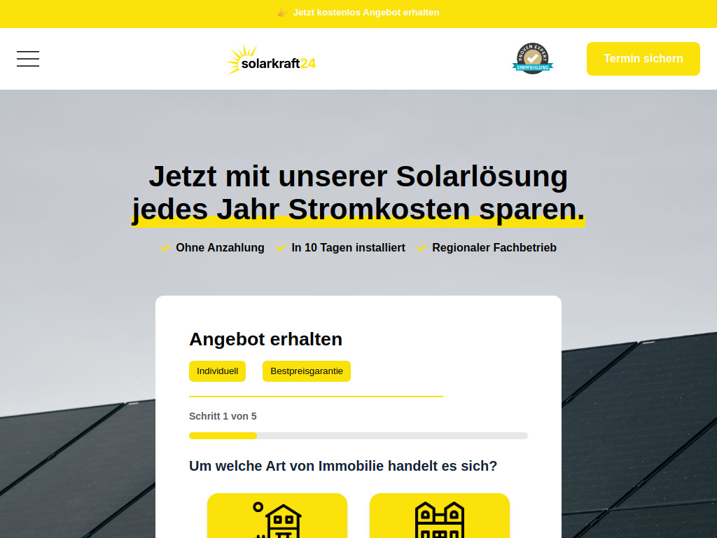 Website von solarkraft24 in Groß-Gerau