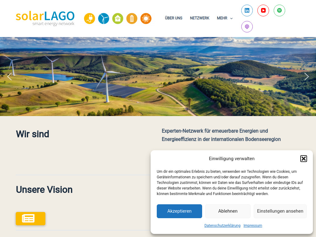 Website von solarLAGO smart energy network e.V. in Konstanz