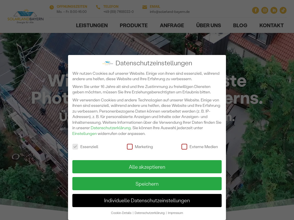 Website von Solarland Bayern SLB GmbH in Garching