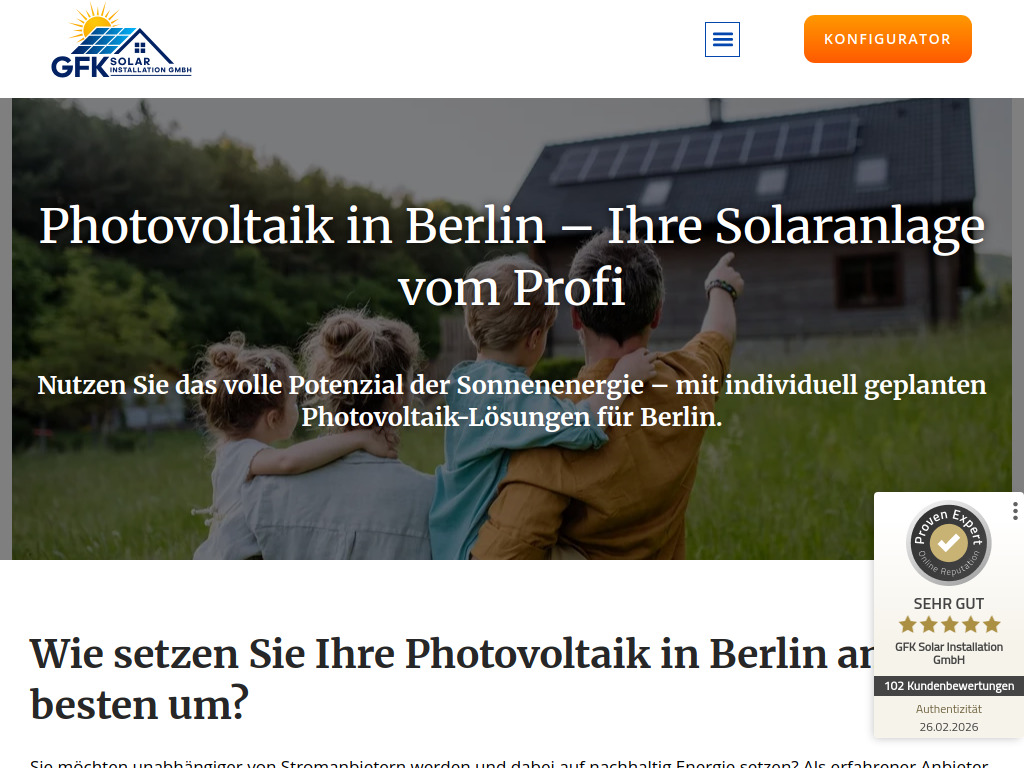 Website von GFK Solar Installation GmbH in Hoppegarten