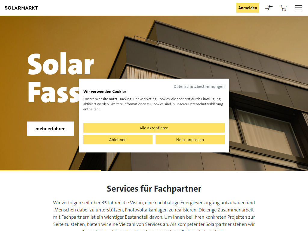 Website von Solarmarkt GmbH in Aarau