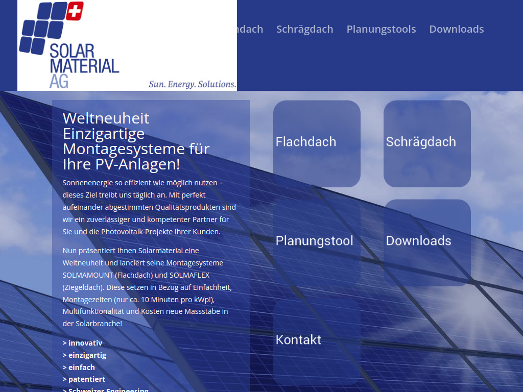 Website von Solarmaterial AG in Emmenbrücke