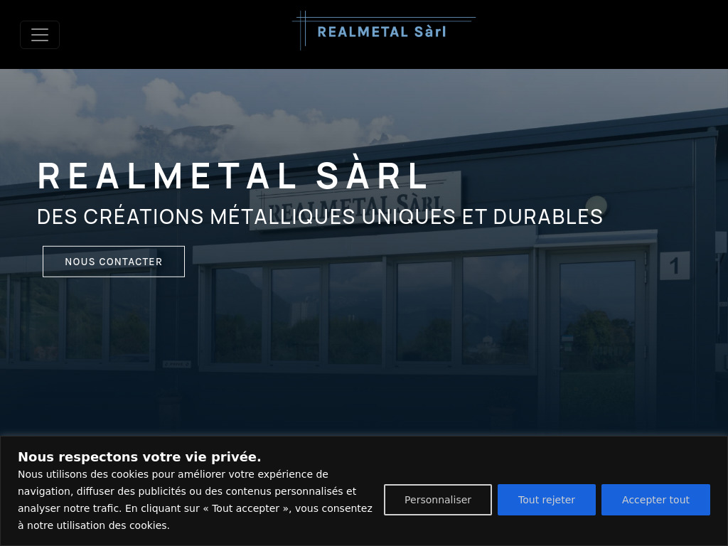 Website von REALMETAL Sàrl in Bex
