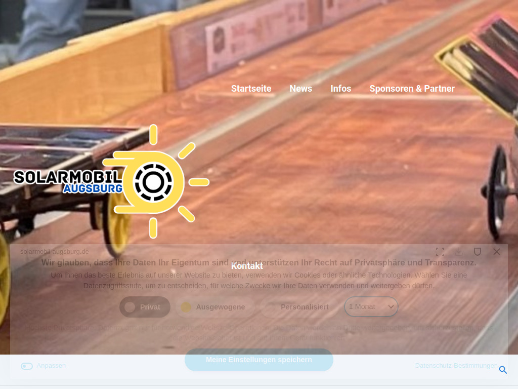 Website von SolarMobil-Augsburg der Regionalwettbewerb für Bayern