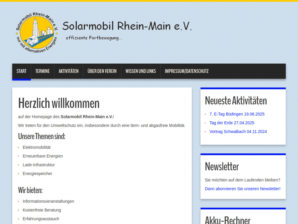 Website von Solarmobil Rhein-Main e.V. in Schmitten
