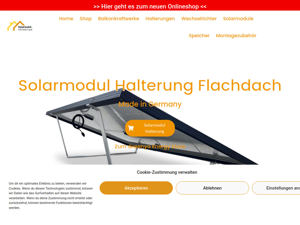 Website von Solarmodul Aufständerung in Horgau