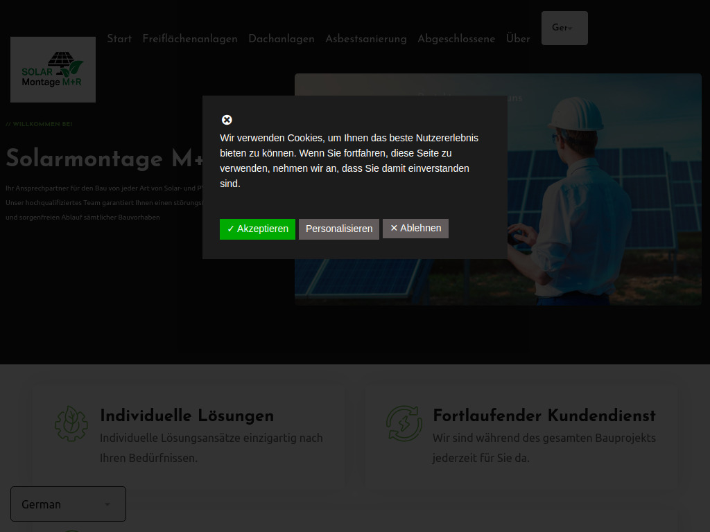 Website von Solarmontage M+R in Blaubeuren