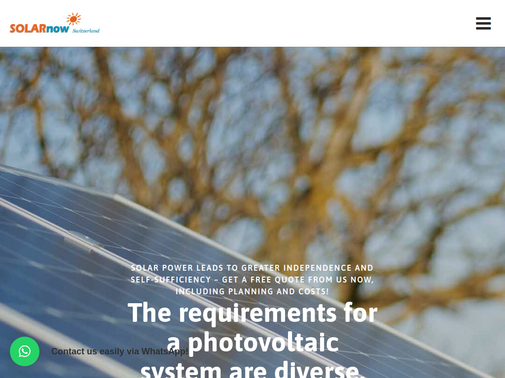 Website von SOLARnow AG in Zug