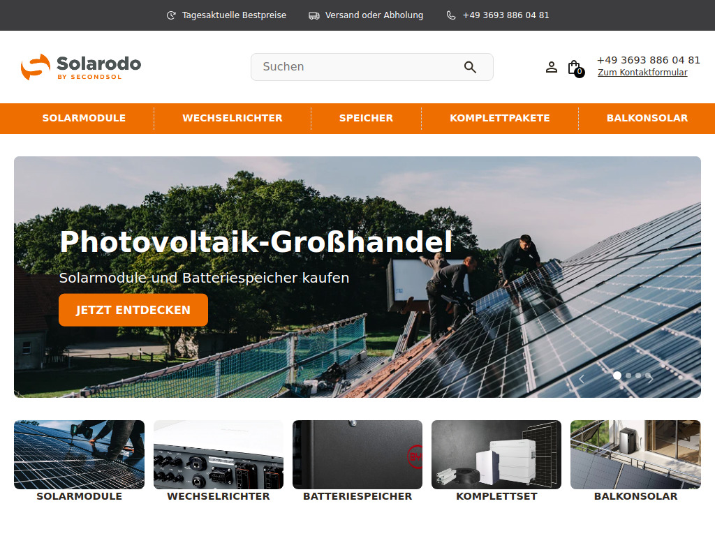 Website von SecondSol GmbH in Meiningen