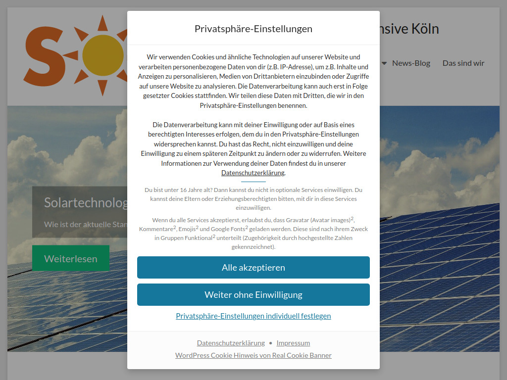 Website von Solaroffensive Köln in Köln