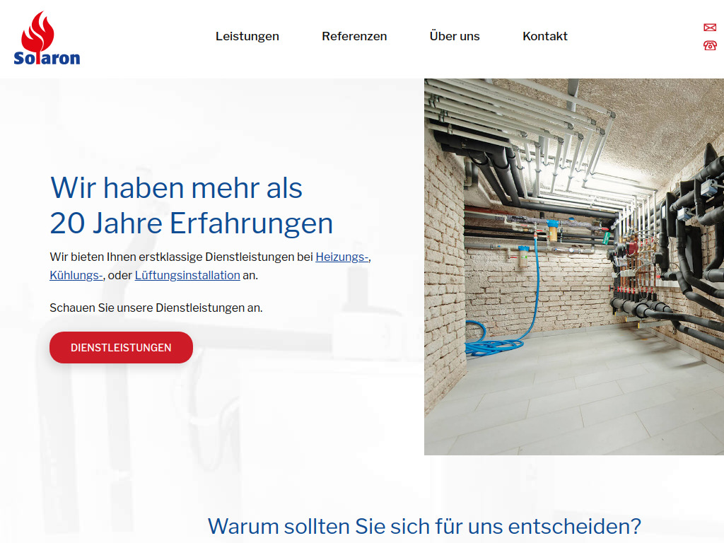 Website von Solaron Schweiz GmbH in Kirchberg SG