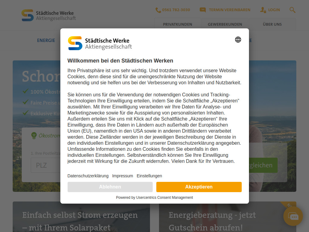 Website von Städtische Werke AG in Kassel