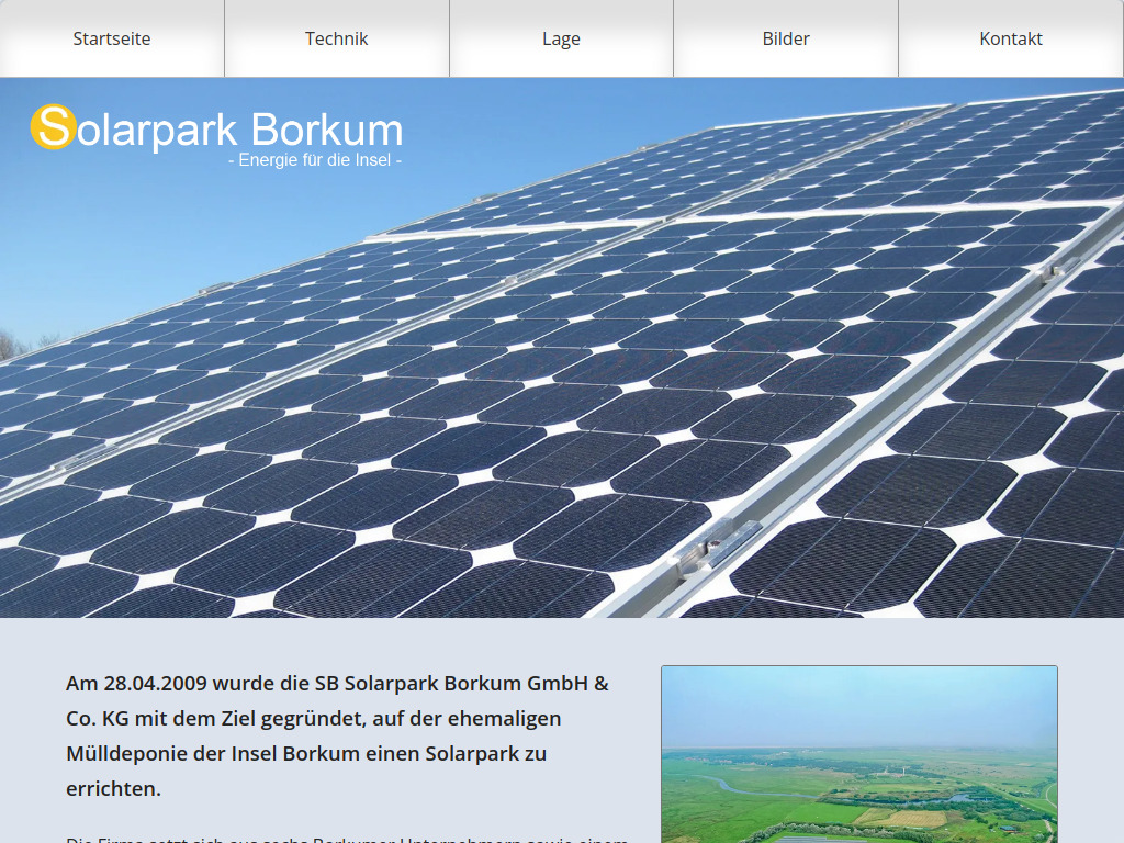 Website von SB Solarpark Borkum GmbH & Co. KG in Borkum