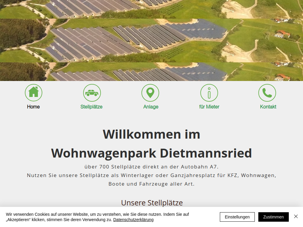 Website von Wohnwagenpark Dietmannsried in Dietmannsried