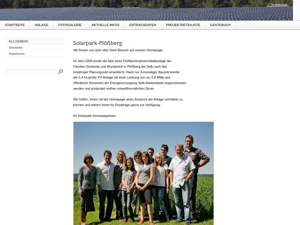 Website von Solarpark-Plößberg in Selb/Plößberg