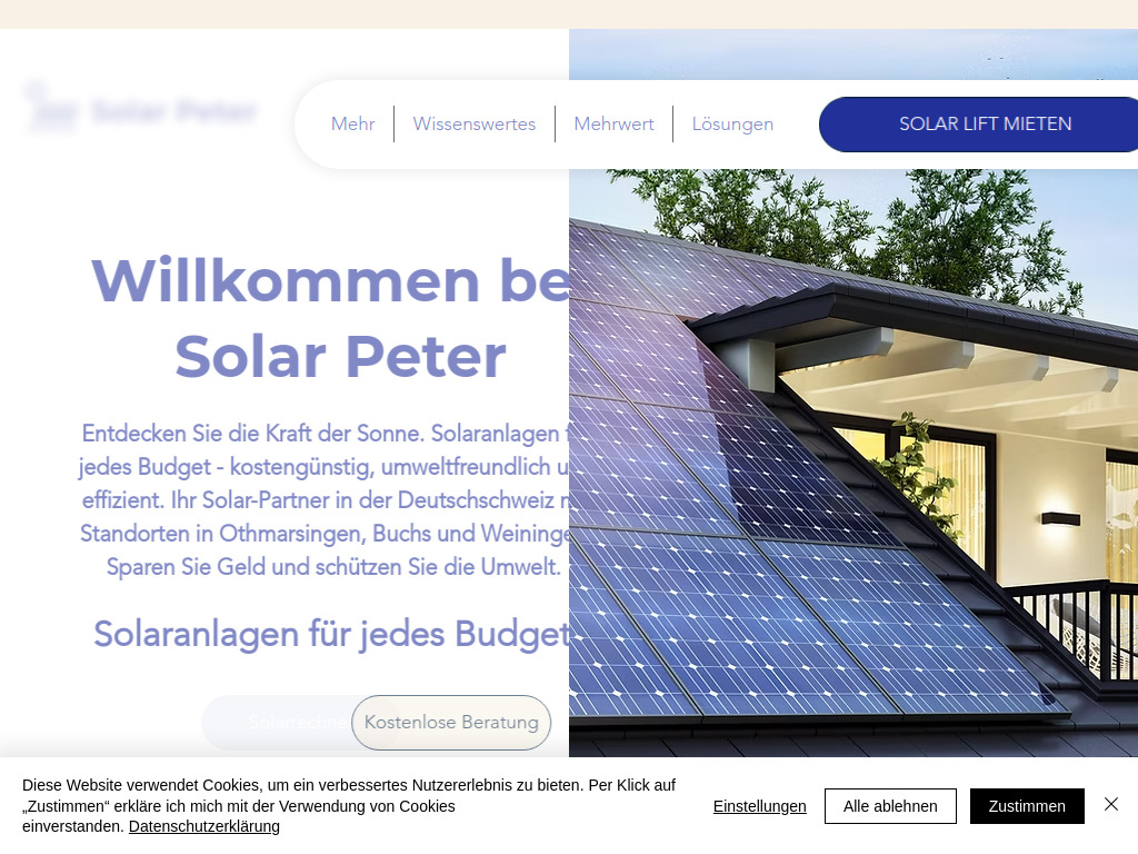 Website von Solar Peter in Buchs