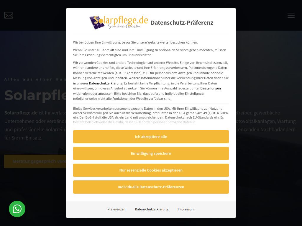 Website von Solarpflege.de in Garching an der Alz