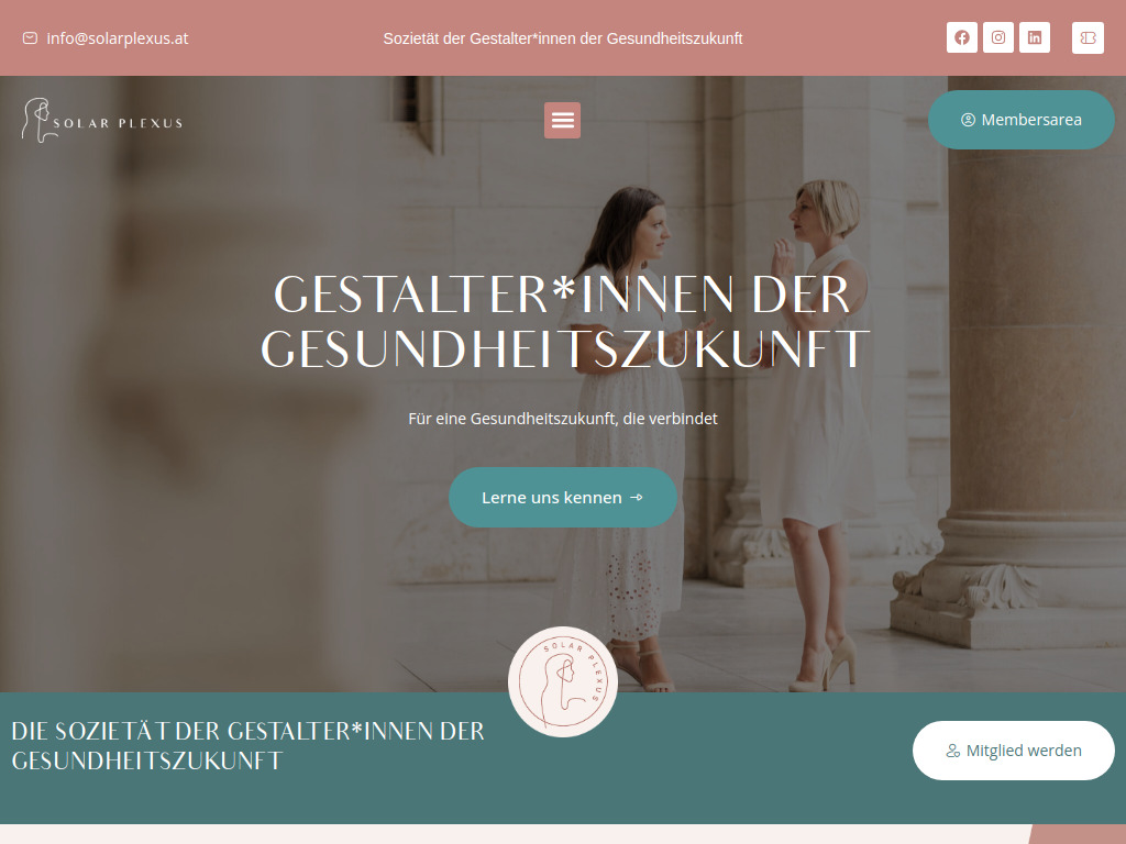 Website von SOLAR PLEXUS – Sozietät der Gestalter*innen der Gesundheitszukunft in Reichenau an der Rax