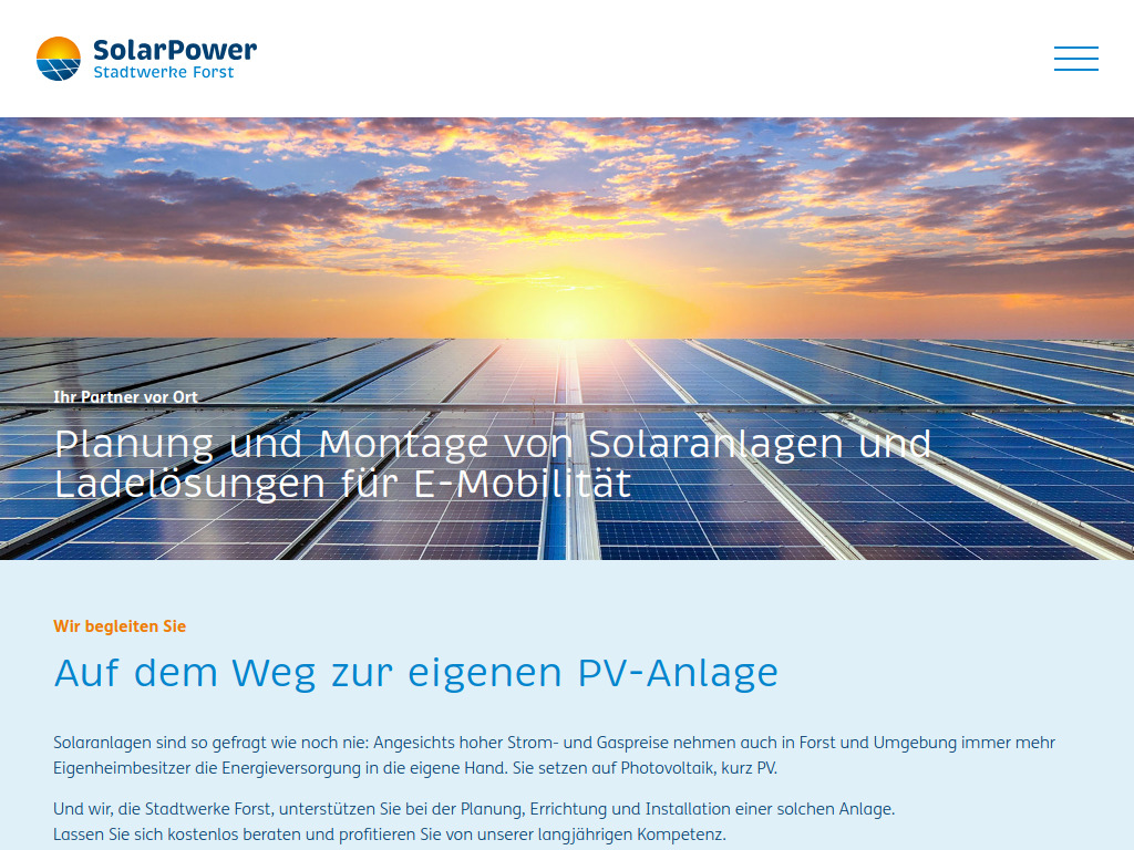 Website von Stadtwerke Forst GmbH in Forst (Lausitz)