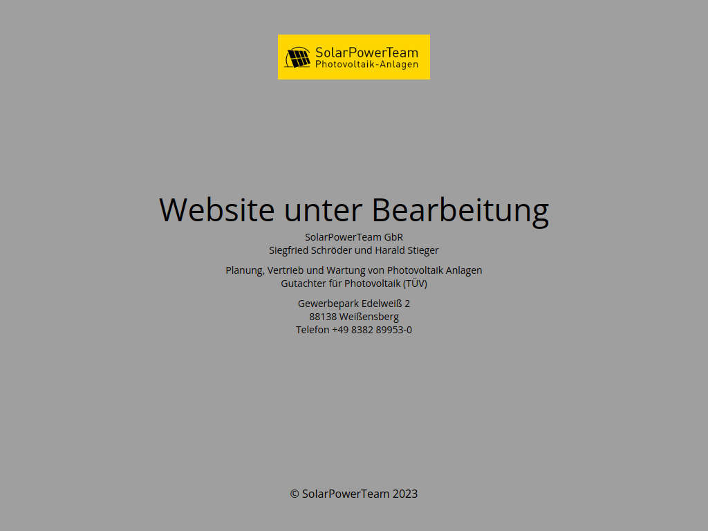 Website von SolarPowerTeam GbR in Weißensberg