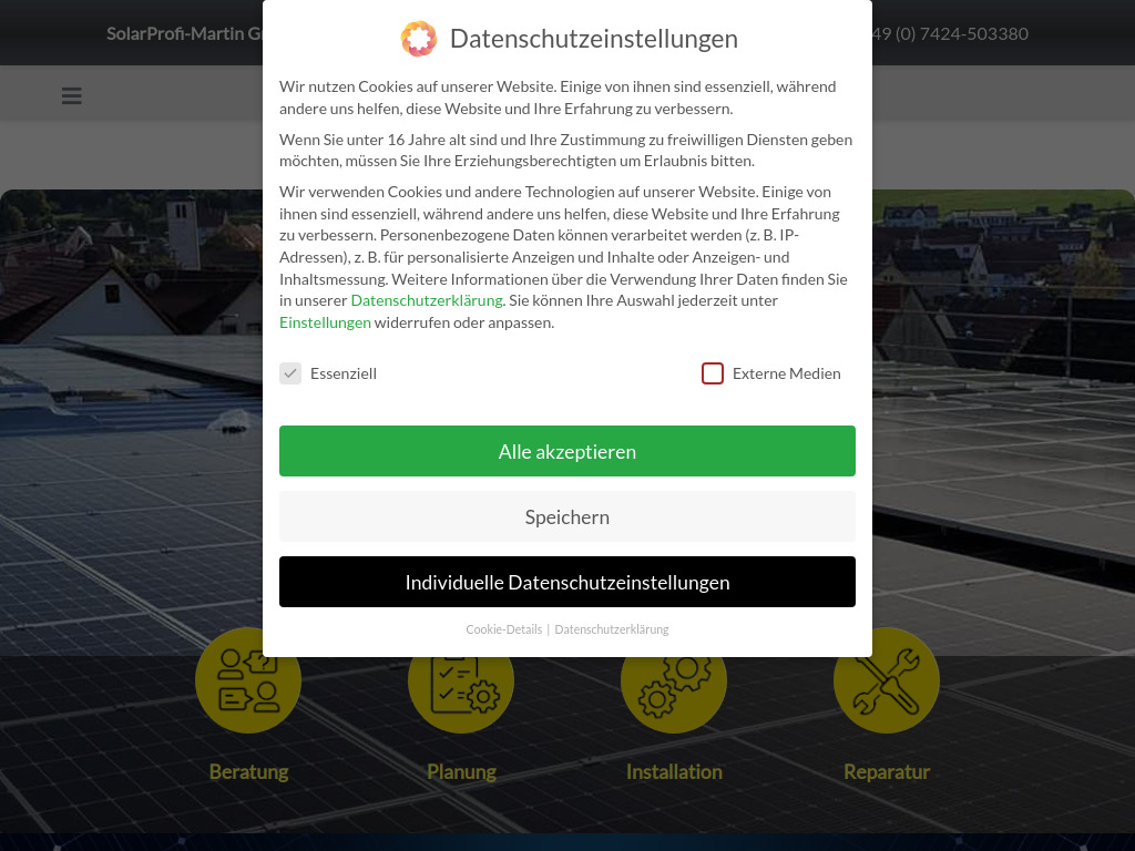 Website von SolarProfi-Martin GmbH in Dürbheim