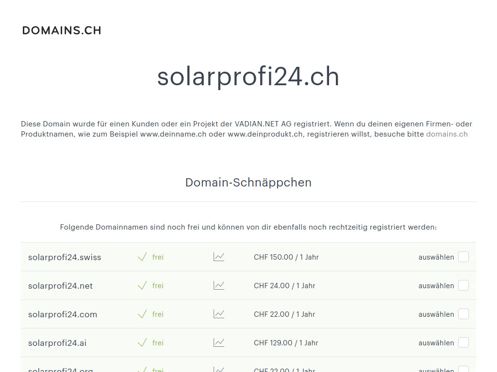 Website von VADIAN.NET AG in St