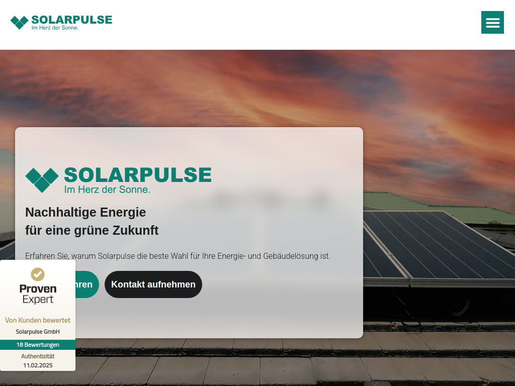 Website von Solarpulse GmbH in Taufkirchen