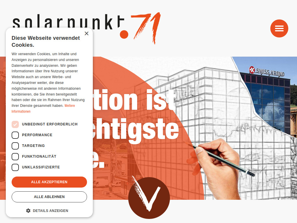 Website von Solarpunkt71 AG in Huttwil