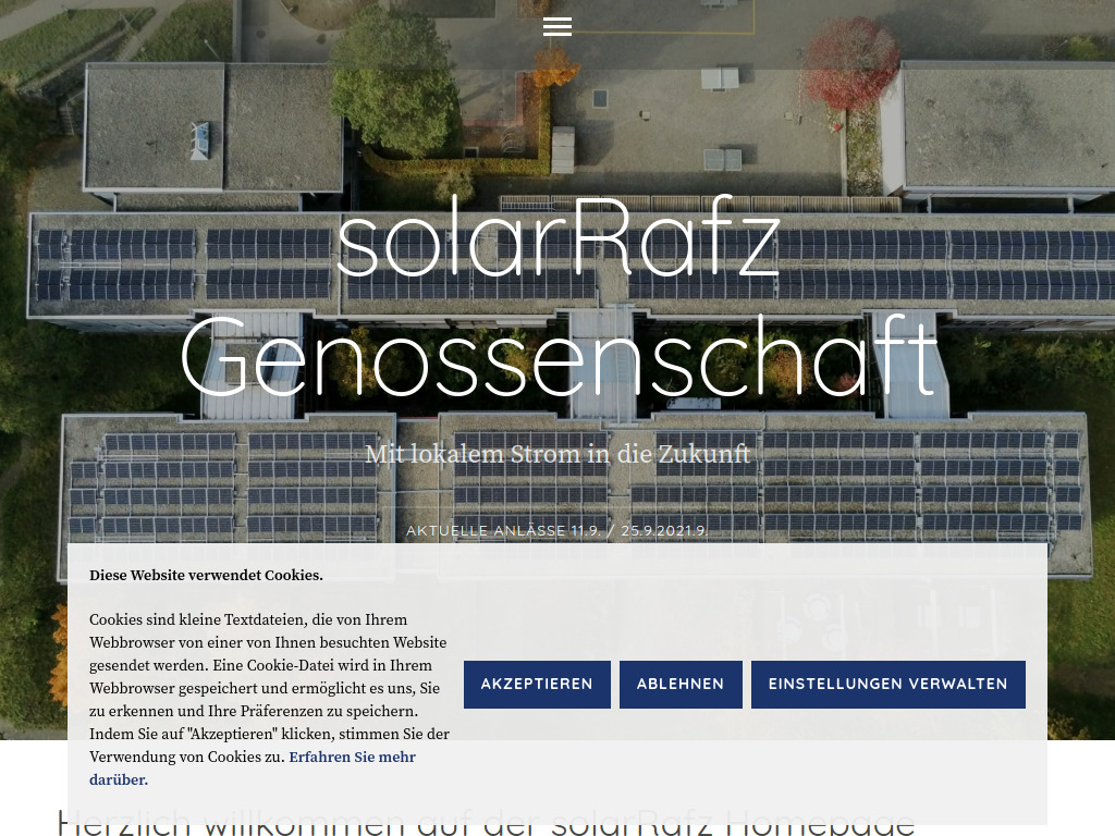 Website von solarRafz Genossenschaft in Rafz