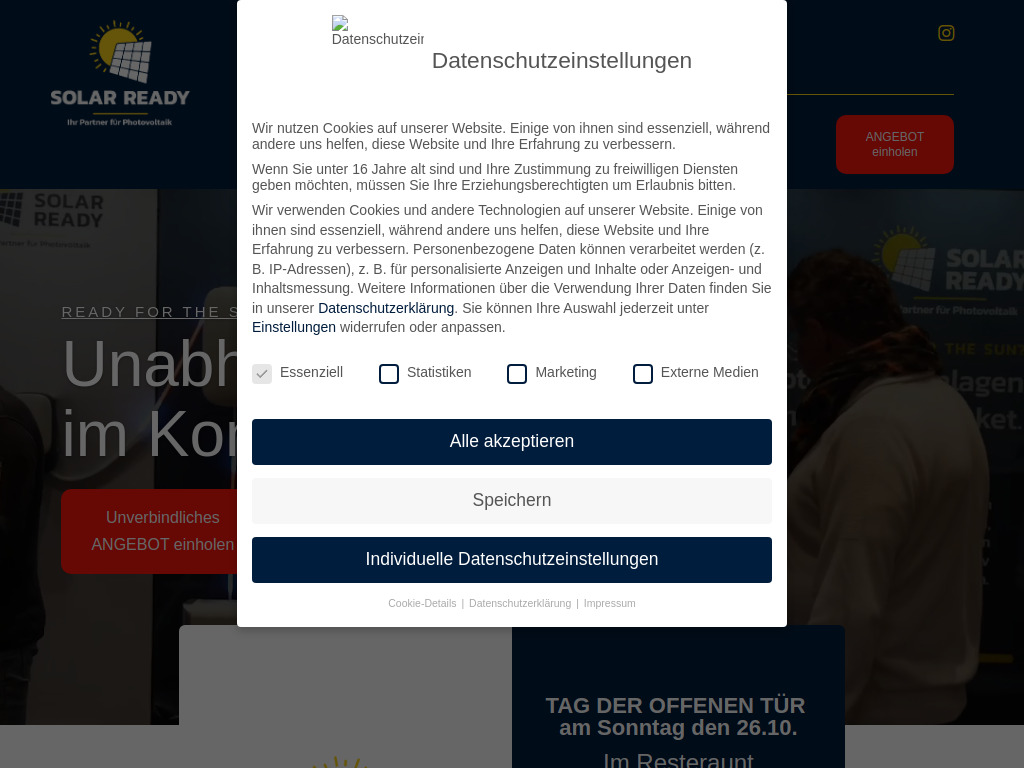 Website von Solar Ready GmbH in Osnabrück