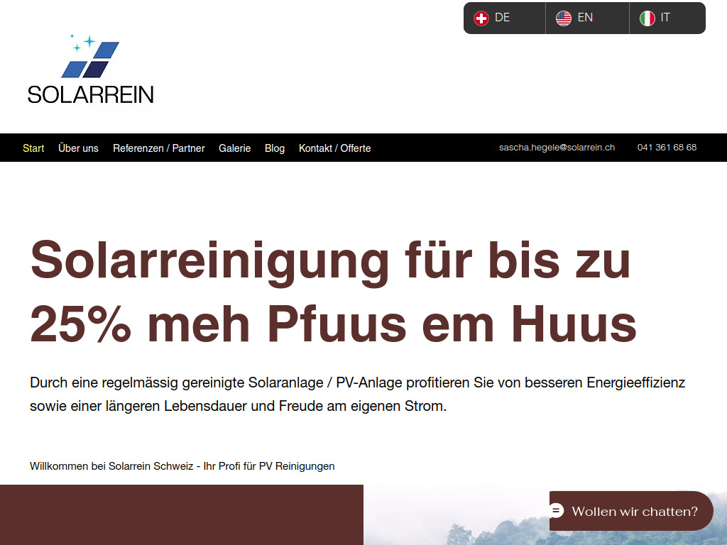 Website von Solarrein Schweiz in Küssnacht