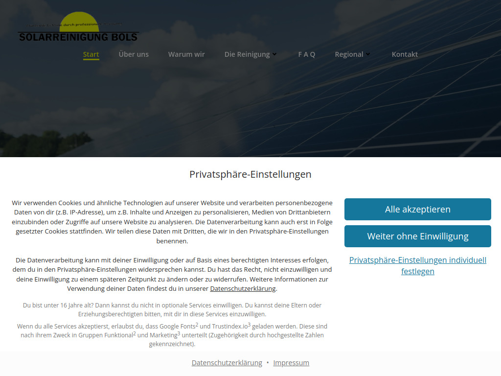Website von Solarreinigung Bols in Meppen