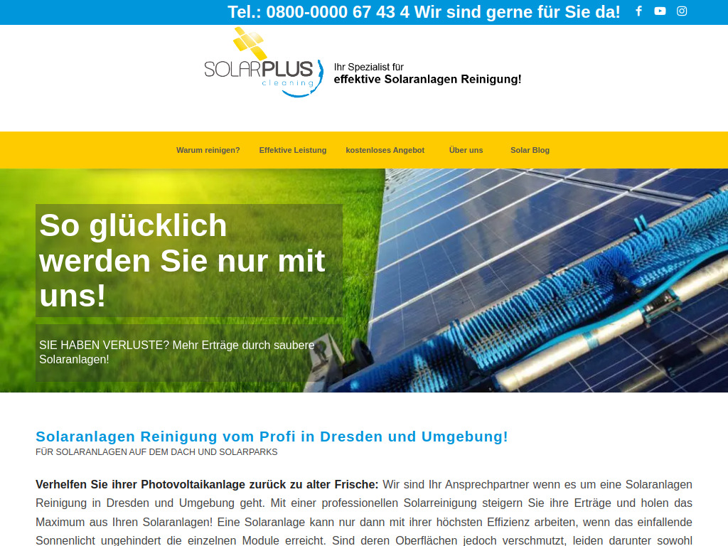 Website von Solar PLUS Cleaning in Dessau-Roßlau