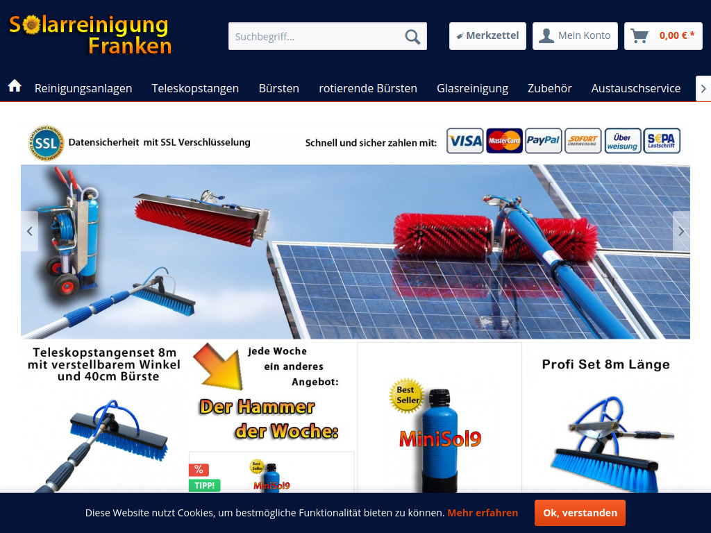 Website von Solarreinigung Franken Harry Merk GmbH in Remchingen