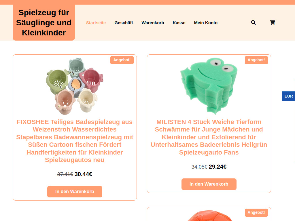Website von Spielzeug für Säuglinge und Kleinkinder in Rostock
