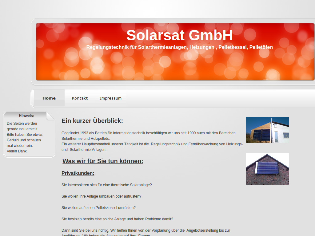 Website von Solarsat GmbH in Darmstadt