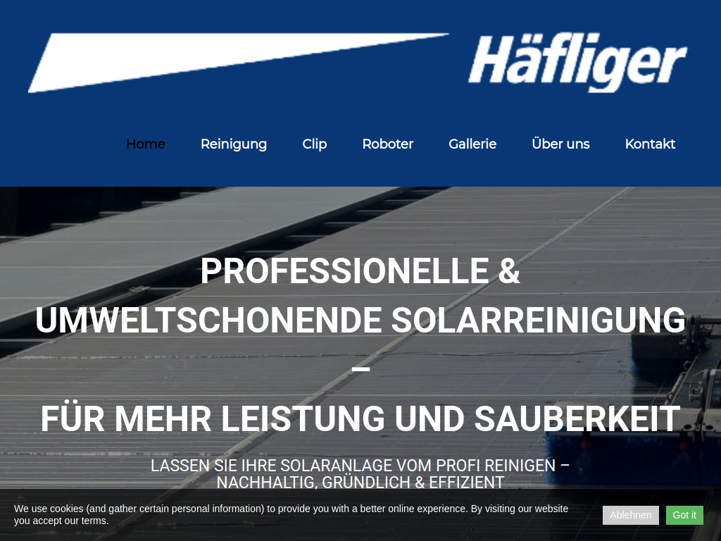 Website von Häfliger Spezialreinigungen AG